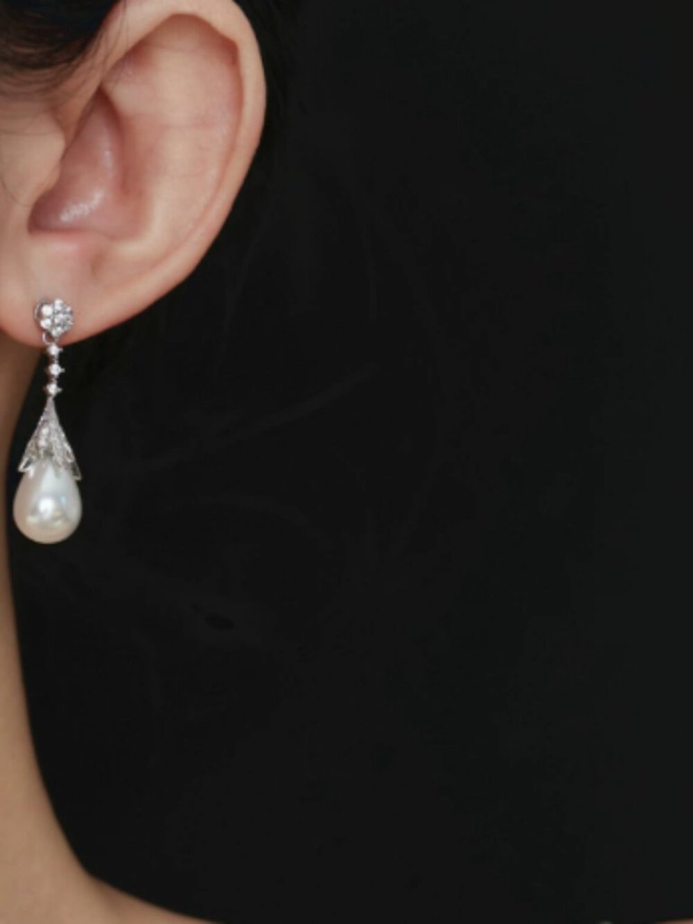Elegant Retro Ivory Pearl Crystal Drop Earrings Prom Evening Party Statement Ear
